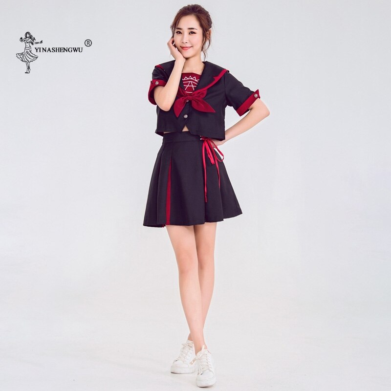 Ladies Sailor Suit College Wind Japanese School Uniform JK Summer Uniform Dance Costume For Girls High School Students Clothing: Color 2 / L
