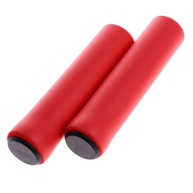 Empuñaduras de silicona para bicicleta de montaña, ultraligeras, suaves, antideslizantes, de fácil instalación, , 1 par: Rojo