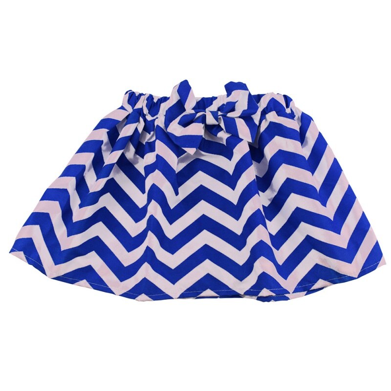 Baby Kid Mini Rok Meisje Leuke Geplooide Pluizige Rok Party Dance Rok Solid Bow Gedrukt Rokken: stripe blue