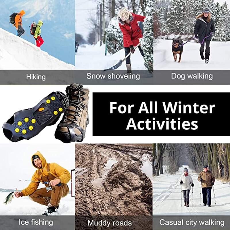 10 Studs Anti-Skid Snow Ice Climbing Shoe Spikes Ice Grips Cleats Crampons Winter Camping Climbing Anti Slip Shoes Cover