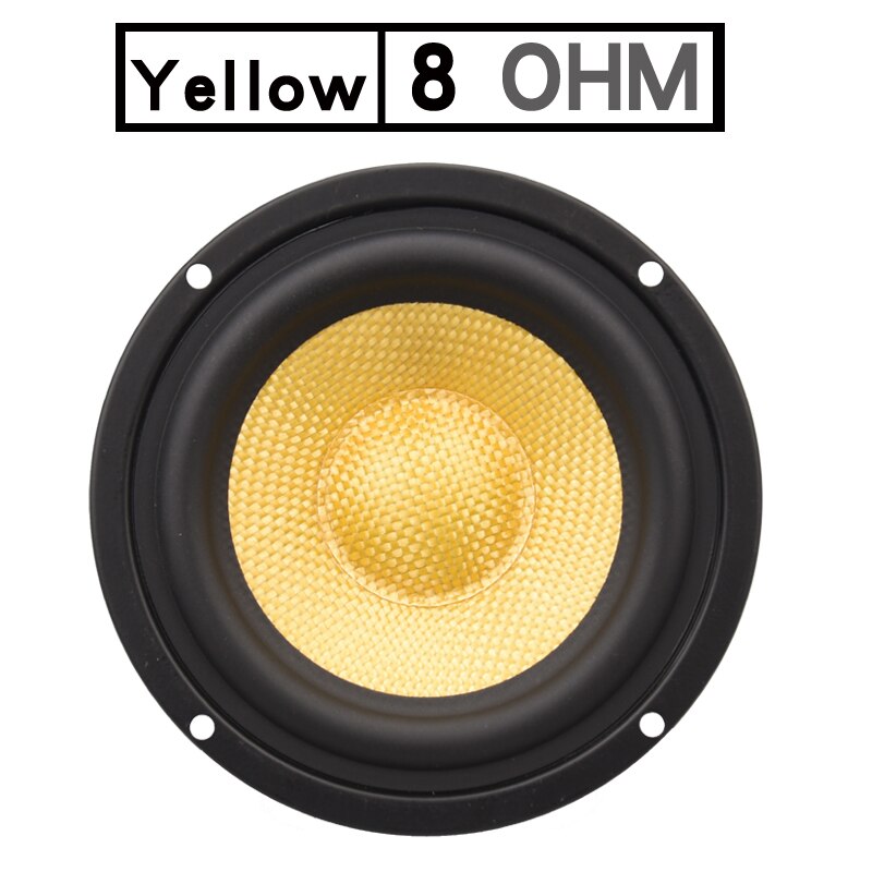 DIYLIVE 4 inch 4.5" Midbass Woofer speaker Unit 4 / 8 OHM 50W Glass fiber vibratory basin Loudspeaker BK BT4 Black /Yellow: 1 piece / Yellow  8 ohm