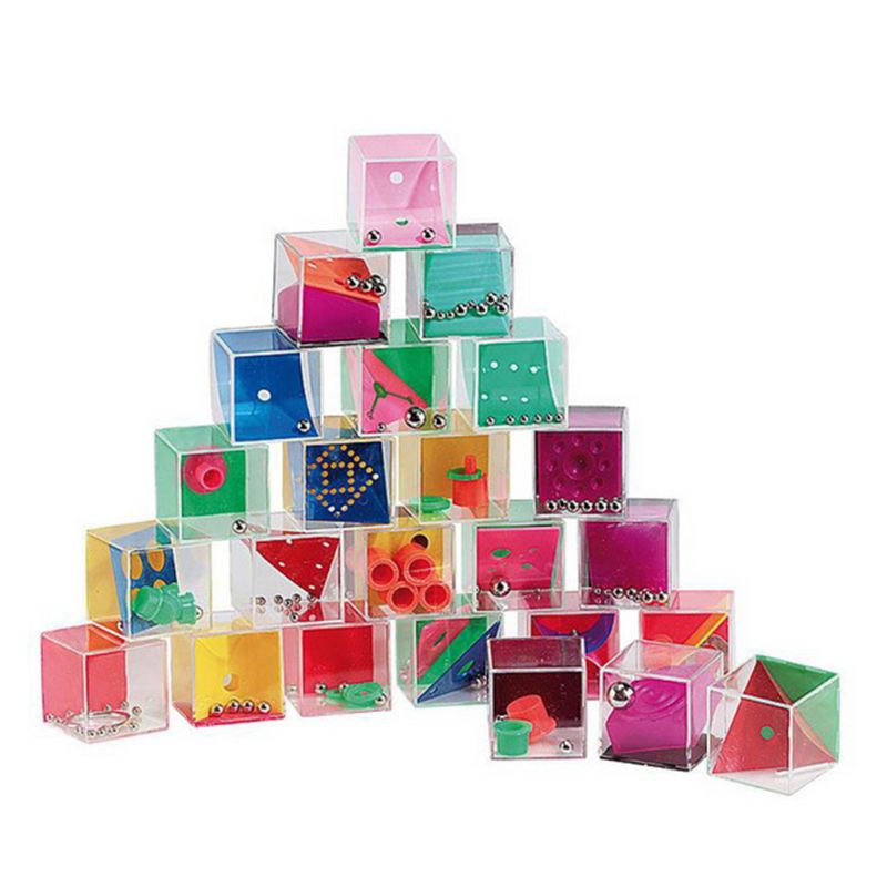 24Pcs Decompression Puzzle Toy Gravity Balance Bead Set Mini Labyrinth Cube Various interesting little game Plastic