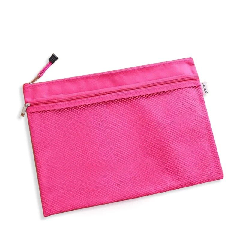 Bolsa de lona con cremallera A4, organizador de papel para documentos, bolsa protectora de almacenamiento, papelería, 2 capas, resistente al agua, novedad, 1 ud.: rose red
