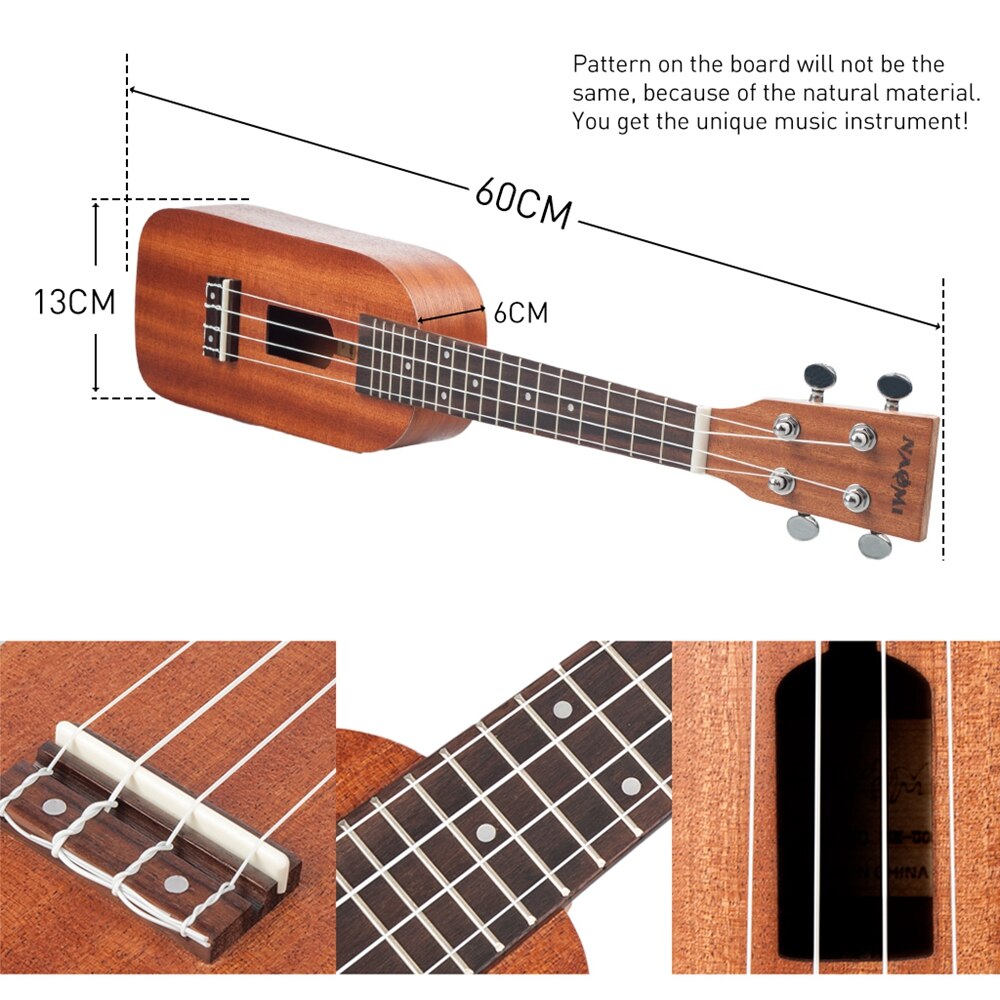 NAOMI 21 Inch Ukulele Bottle Sapele Topboard Backboard Rosewood Fretboard Ukeleles Musical Toy Guitar