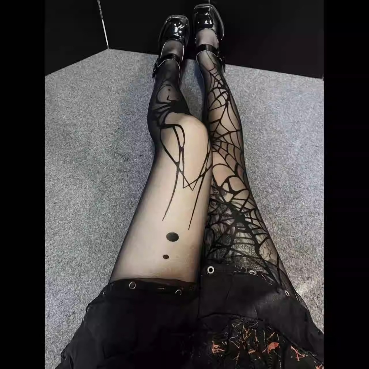 Gothic Vintage Donkere Visnet Panty Kous Vrouwen Emo Alternatieve Sexy Spinnenweb Heks Panty Y2k E-girl Cyber Punk Sokken: Beige