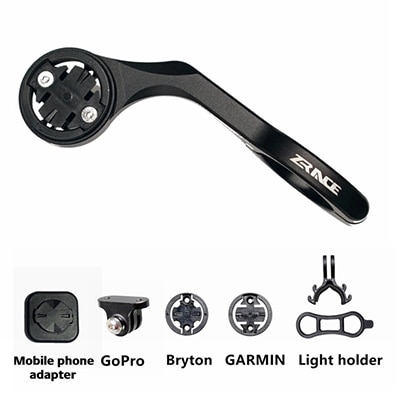 ZRACE Fahrrad Computer Kamera Halterung aus Vorderseite Fahrrad montieren von Fahrrad montieren zubehör für iGPSPORT Bryton GoPro: Schwarz mit Adapter