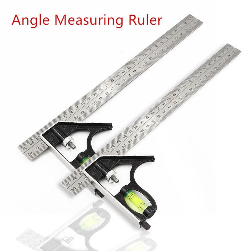DIY Precise Stainless Steel Measuring Ruler Tools Aluminium Combination Mobile Workshop Hardware Angle Spirit Level 12"(300mm)