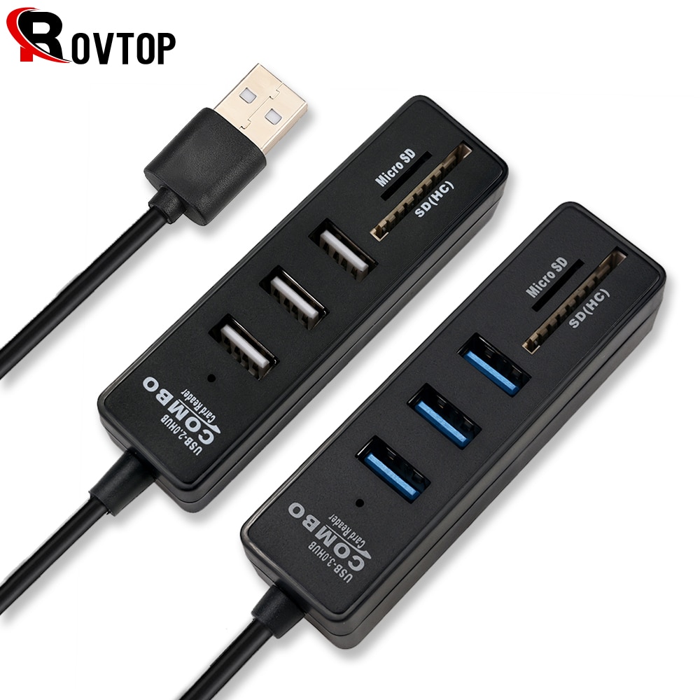 Usb-hub 2.0, multi-usb 2.0- hub, usb-splitter, hoge snelheid, 3 poorten 6 2.0 hb tf sd-kaartlezer, alles-in-één voor pc-computeraccessoires