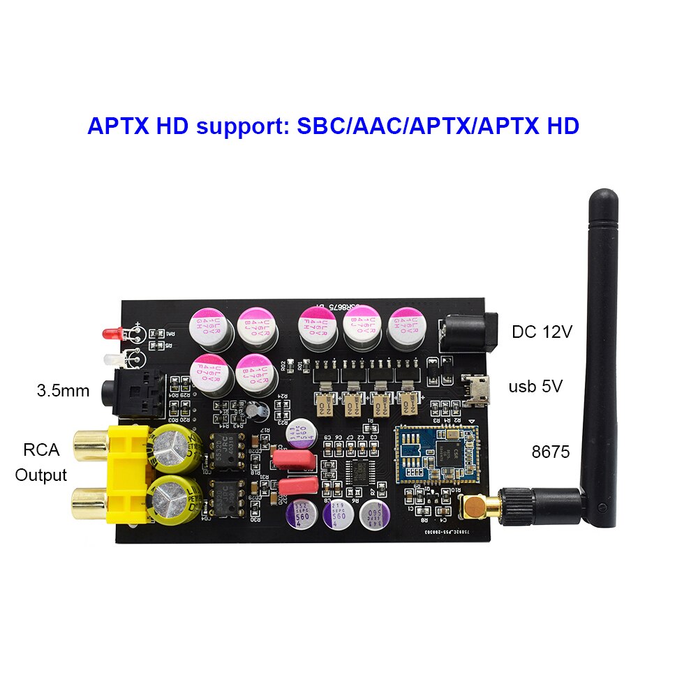 Dlhifi csr 8675+ pcm 5102a bluetooth 5.0 atpx hd ldac 24 bit trådløs mottaker  i2s dac dekoderkort støtte 24 bit