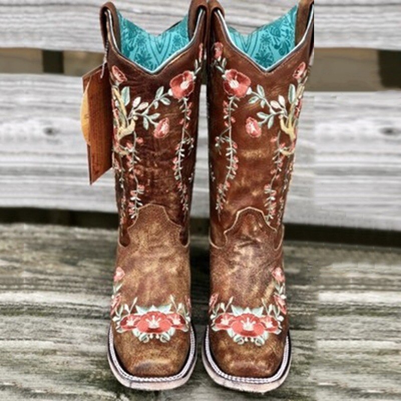 Weibliche Ritter Stiefel Lange Rohr Stiefel Mitte waten Stiefel Martin Stiefel Western Cowboy Stiefel Jahrgang Motorrad Schuhe Damen