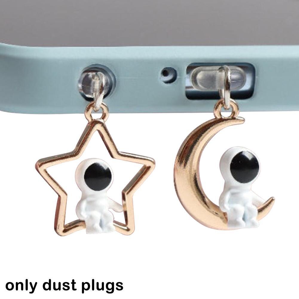 Dreidimensionaler astronauten-handy-kopfhöreranschluss-universal-staubschutzstopfen für apple und android-datenanschluss, anhänger zum versenden