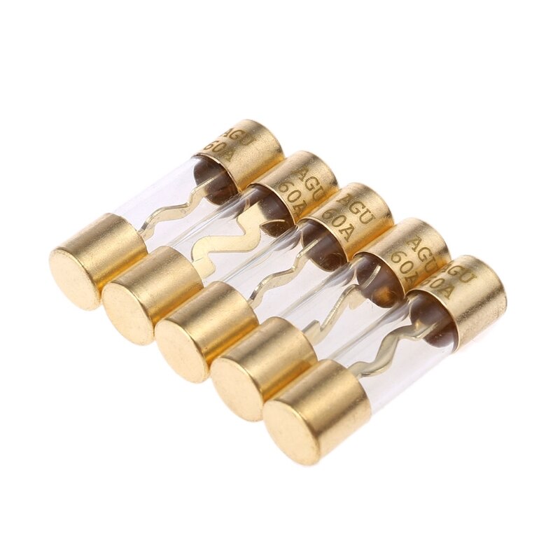 5Pcs Gold Plated Glass AGU Fuse Fuses Pack Car Audio Amp Amplifier U90C