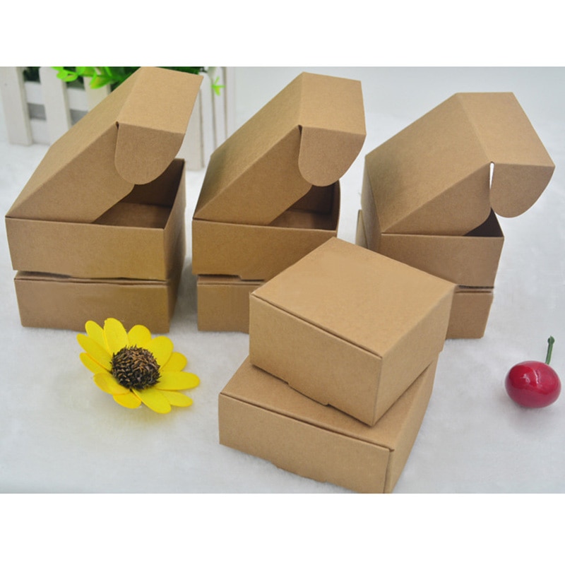 50Pcs/Lot DIY Handmade Packaging Paper Folding Packaging Box Soap Storage Holder Cardboard Box Natural Craft Box