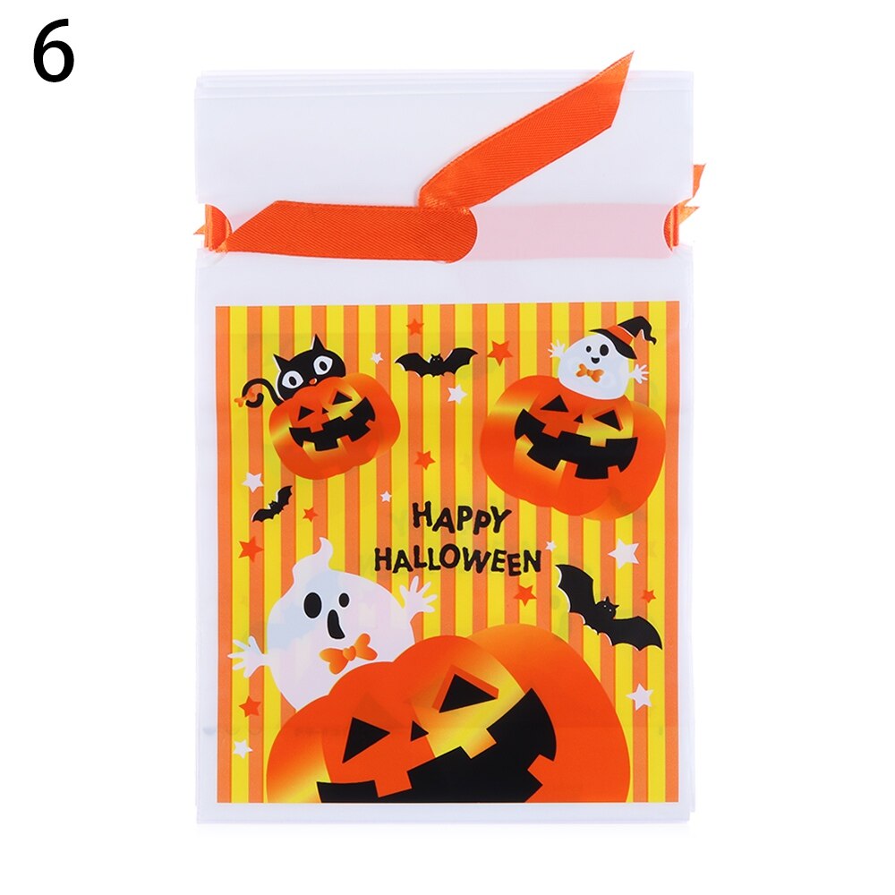 10 stk store halloween-poser småkaker godteripakke snøre innpakning festposer oppbevaring halloween-dekor: 6