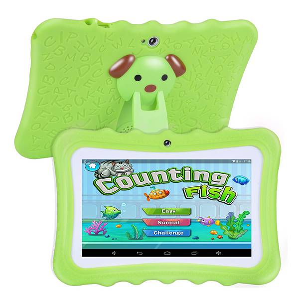 Upgrade Beste Tablet voor Kinderen, 7inch HD Display met Kid-proof Siliconen Case (Quad Core, 8 GB, Wifi & bluetooth, Voor & Achter Kwam: green