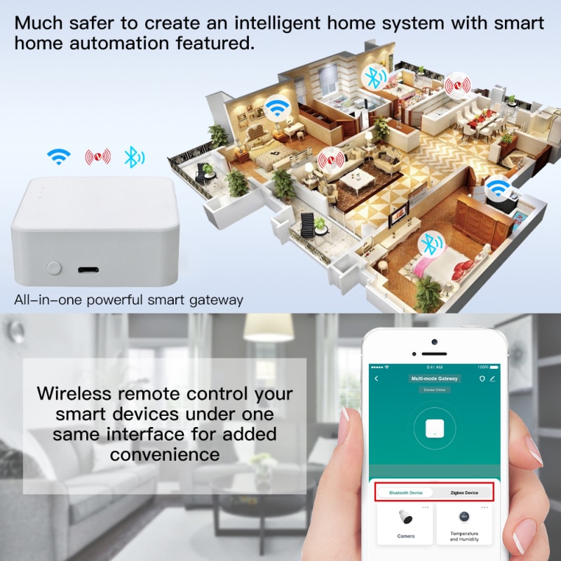 Tuya Smart Home Multi-mode WiFi ZigBee Gateway Hub Bridge Smart Life Wireless Remote Controlle Voice Control for Alexa Google