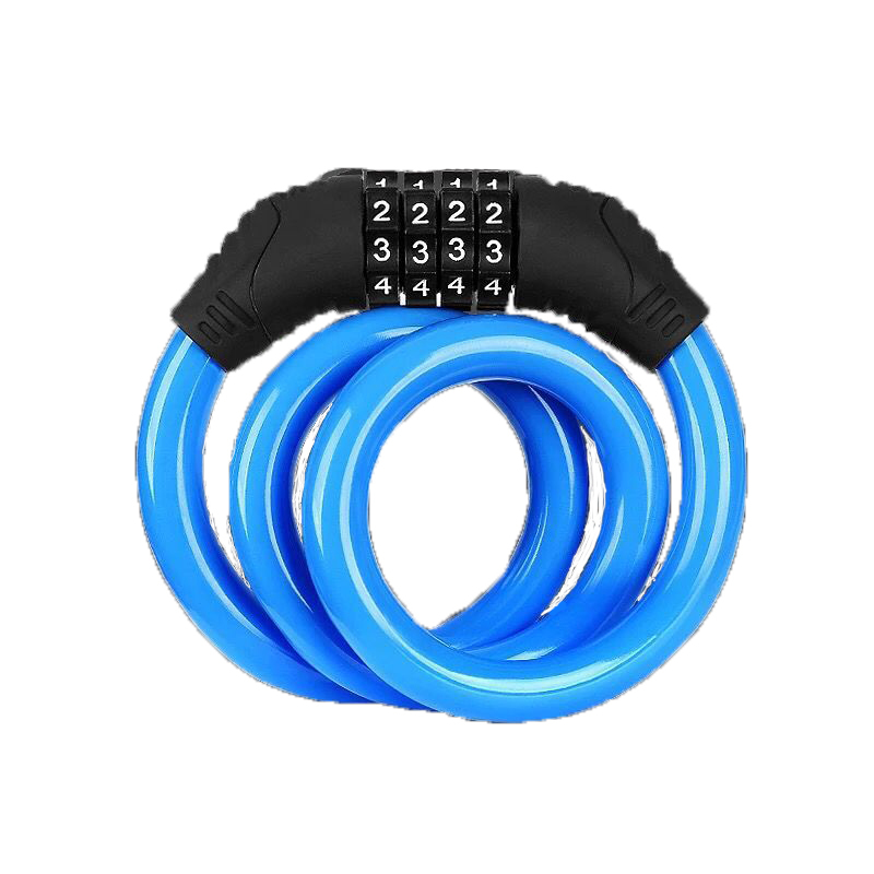 Anti-Diefstal Fietsslot 4 Cijferige Code Combinatie Rvs Kabel Fiets Security Lock Apparatuur Mtb Fietsslot: Blue