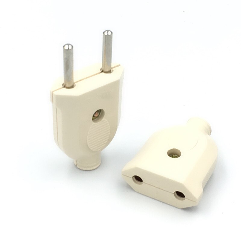 2 Pin EU Plug Male Female electronic Connector Socket Wiring Power Extension Cord Plug Connector Adapter Detachable Rewireable: 1 Male and 1 Female