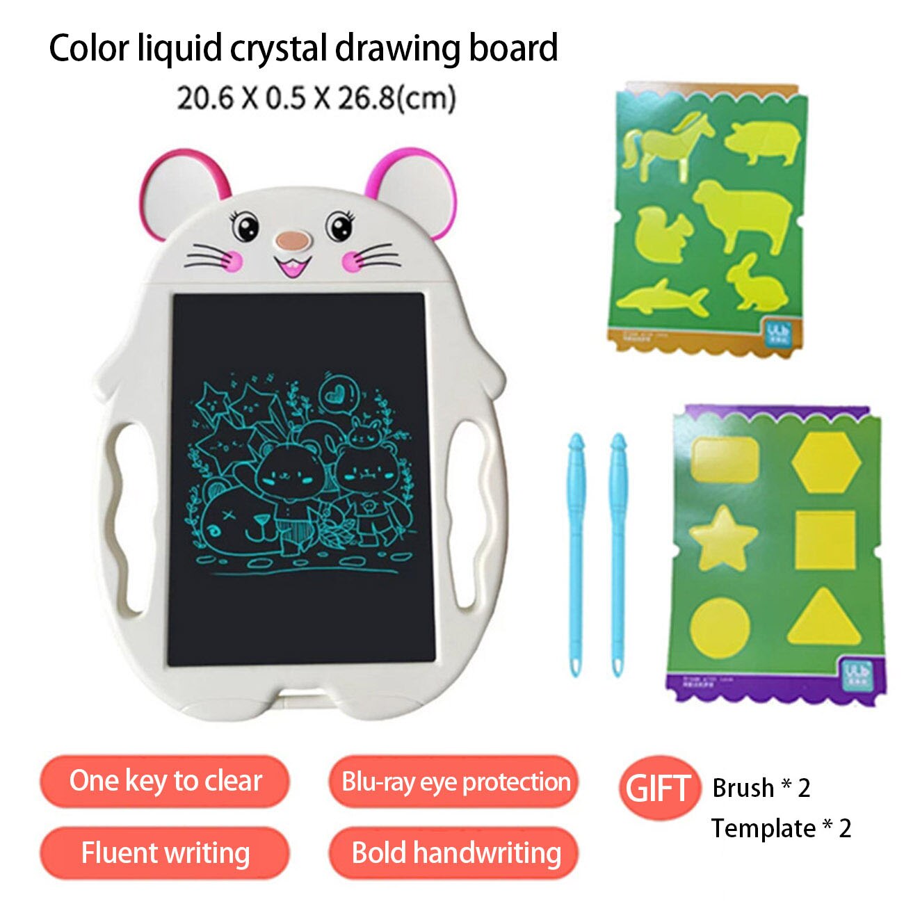 LCD Writing Tablet - 8-inch Screen - Reusable Doodle Drawing Pad for Kids - Educational Toy: Silver