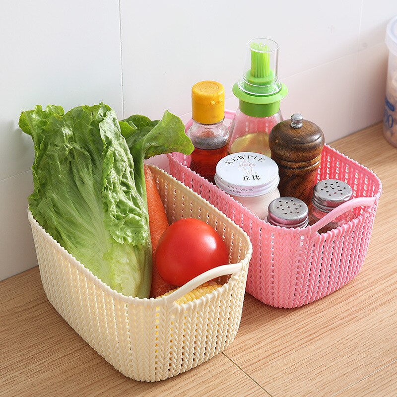 Imitation of the cane makes up receive basket plastic hollow out desktop clutter carrying basket bathroom clothes cosmetics