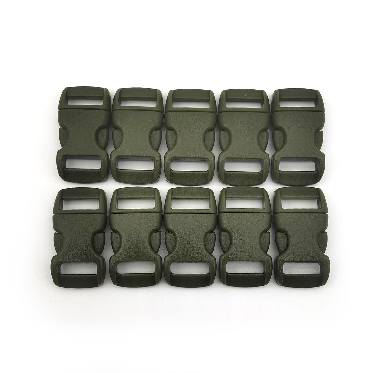 10 Stks/partij 3/8 &quot;10Mm Side Release Gesp Gebogen Parachute 550 Paracord Armband Diy Halsband Strap Webbing Outdoor kamp: Army Green