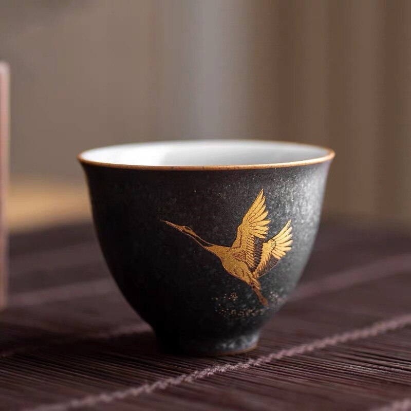 Keramisk gaiwan kontor tekop håndlavet kung fu terrin kinesisk te skål med låg og underkop vand krus te sæt drinkware: G