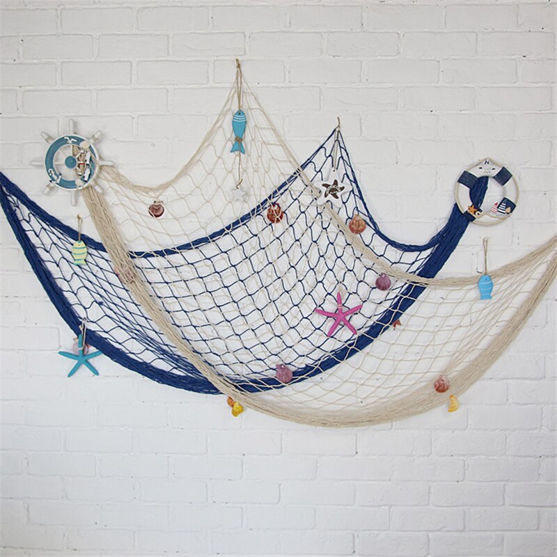 Estate Marine Decor Rete Da Pesca Arazzo Mare In Stile Mediterraneo Decorazione Della Parete di Casa Netto Del Pendente Delle Stelle Marine di Lisca di Pesce Decorazione