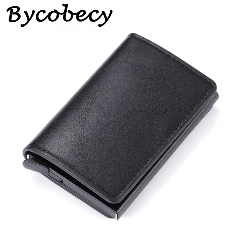 Bycobecy menn og kvinner smart lommebok mini lommebok sikkerhet rfid holder pop-up clutch kortholder aluminiumsboks kredittkortholder