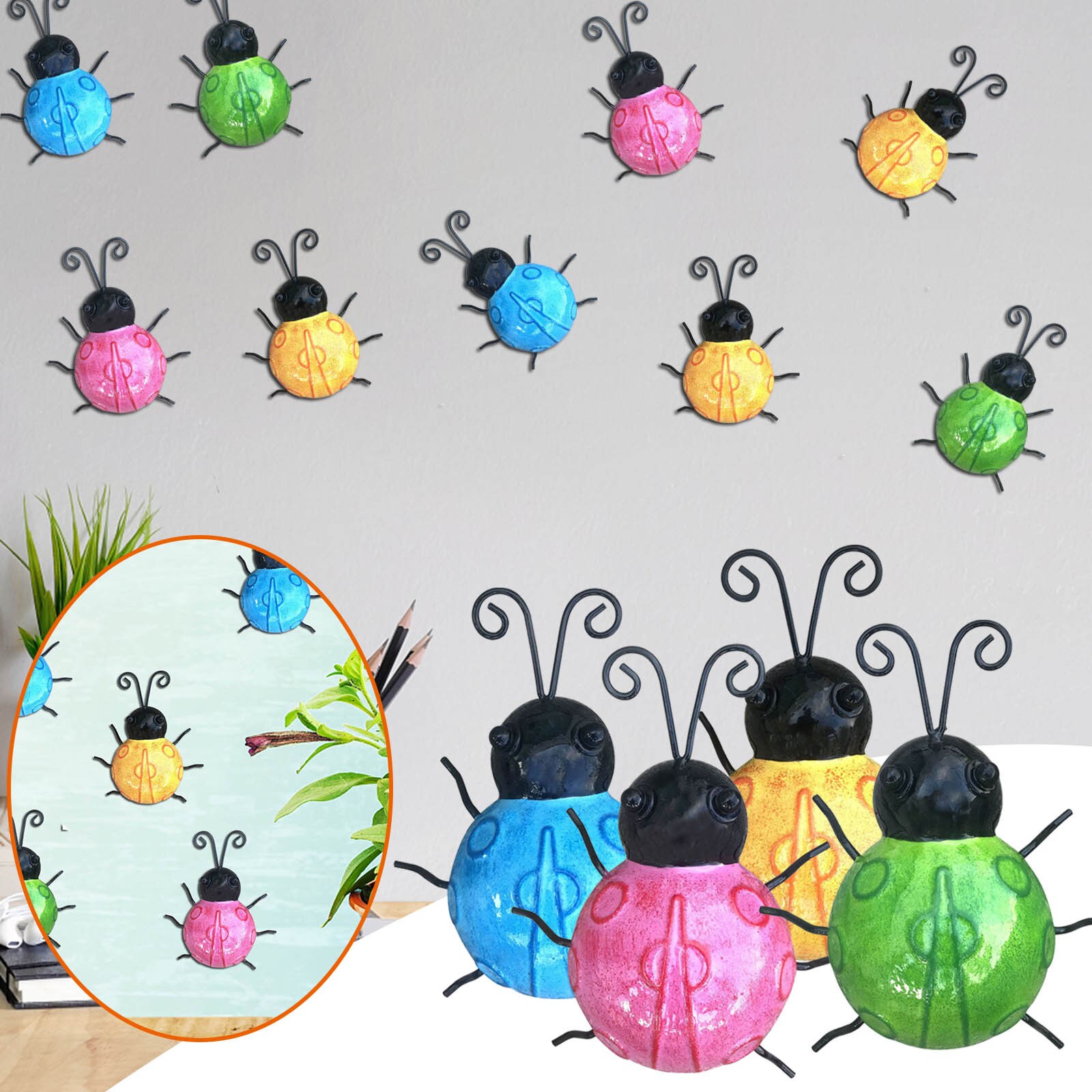 Tuin Kever Decoratieve Bark Hanger Kever Art Outdoor Metalen Dier Decoratie Voor Leuke Lieveheersbeestje Achtertuin Decor