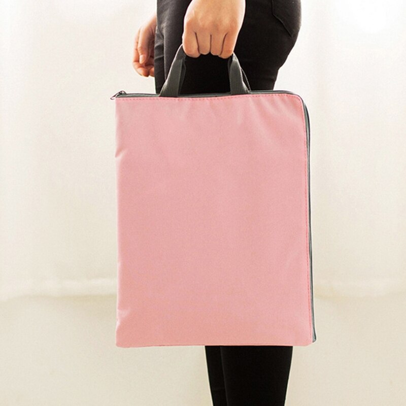 Handheld 2-layer A4 File Folder Zippered Pockets Document Organizer for School