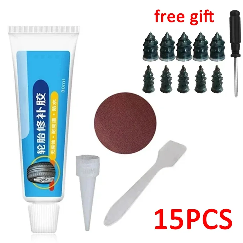 Øyeblikkelig dekkreparasjonssett - kraftig lim for biler og motorsykler - hurtigreparasjon, slitesterk løsning for sykkeldekk: Grå