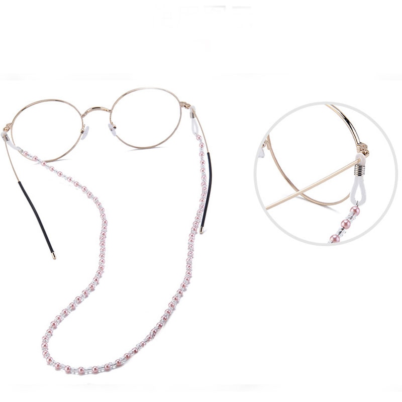 Luxus Glas Faux Perle Perlen draussen Brille Sport Seil Brillen Hängende Kette Sonnenbrille Schlüsselband Schnur Halsband Kette Schnur