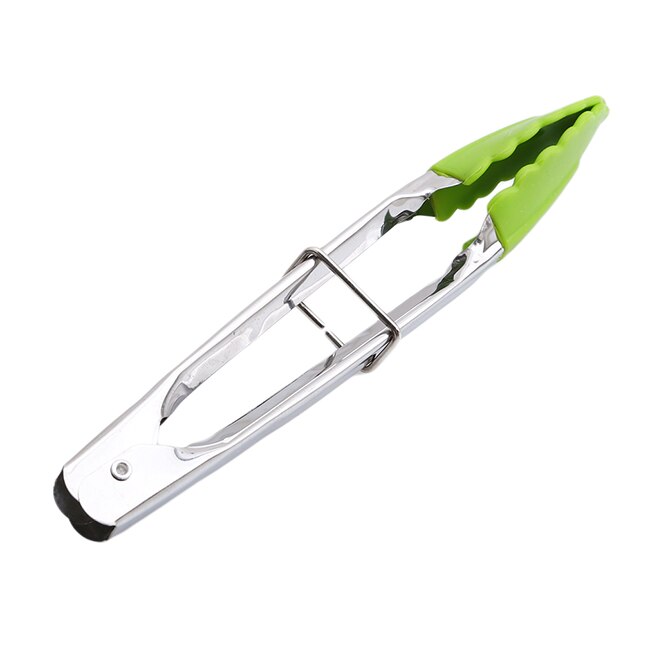 1 Pc BBQ Tongs Silicone Cover Food Tongs Lock Barbecue Clip Clamp Stainless Steel Bread Tongs Kitchen Tools: type1green