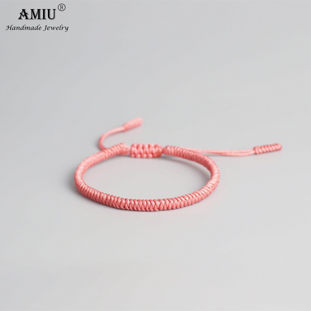 AMIU Tibetischen Buddhistischen Glück Rosa gewebte Tibet Armbänder & Armreifen Für Frauen Männer Handgemachte Knoten Deongare Seil Wünschen Armbinde