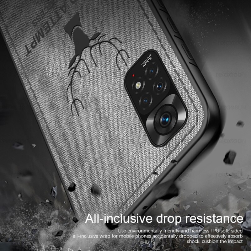 Redmy Hinweis 11 fallen 3D Hirsch aufbringen Tuch Stoff Zurück Abdeckung Für Redmi Hinweis11 Profi 5G Nicht 11 S 11 S 4G Weiche Rahmen Stoßfest Coque