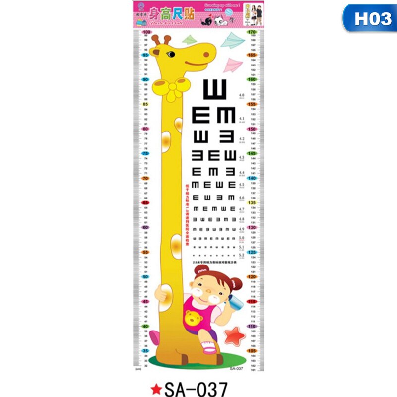 Tegneserie mål wallstickers til børneværelser giraf abe højde synsstyrke diagram lineal mærkater børnehave indretning