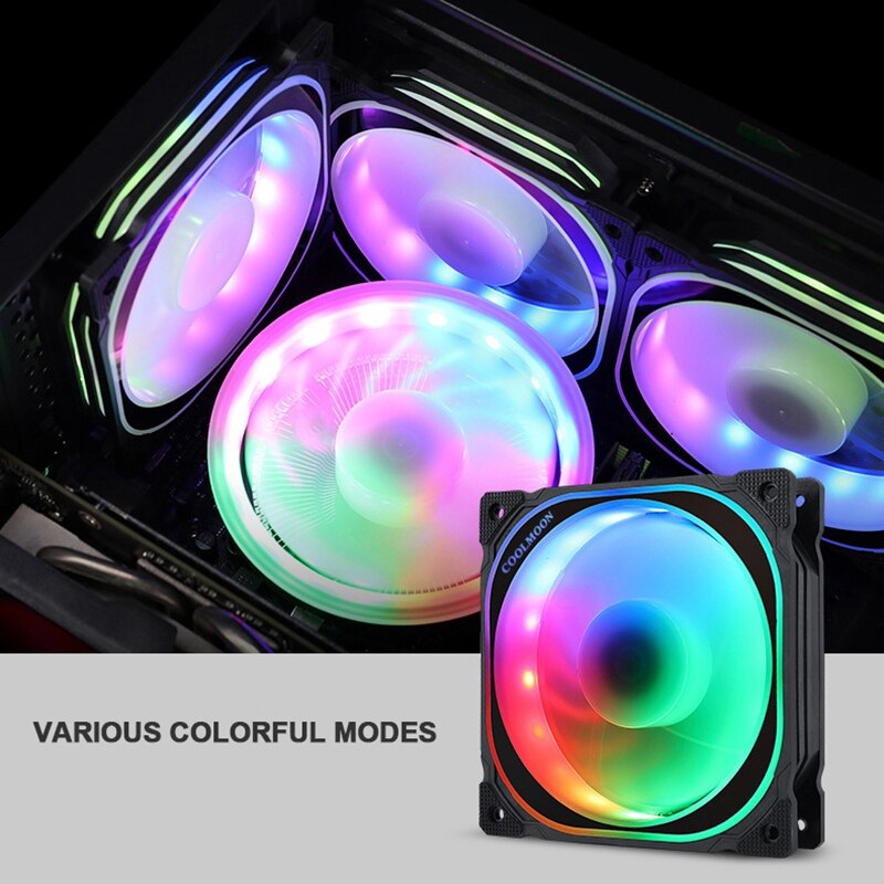 Coolmoon 120mm juster rgb computer sag pc kølevifte stille blæserblad med ir fjernbetjening computer køler cpu sag blæser (5 stk)