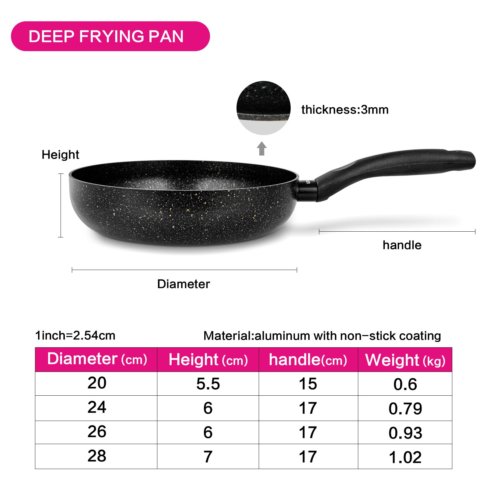 Schnesland Non-stick Coating Aluminum Alloy Deep Fry Pan Induction Cooker