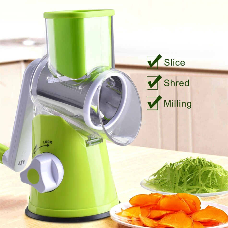 TTLIFE 3 Stainless Steel Blades Vegetable Cutter Apple Slicer Potato Carrot Onion Chopper Grater Durable Slicer Kitchen Gadget: C-Green