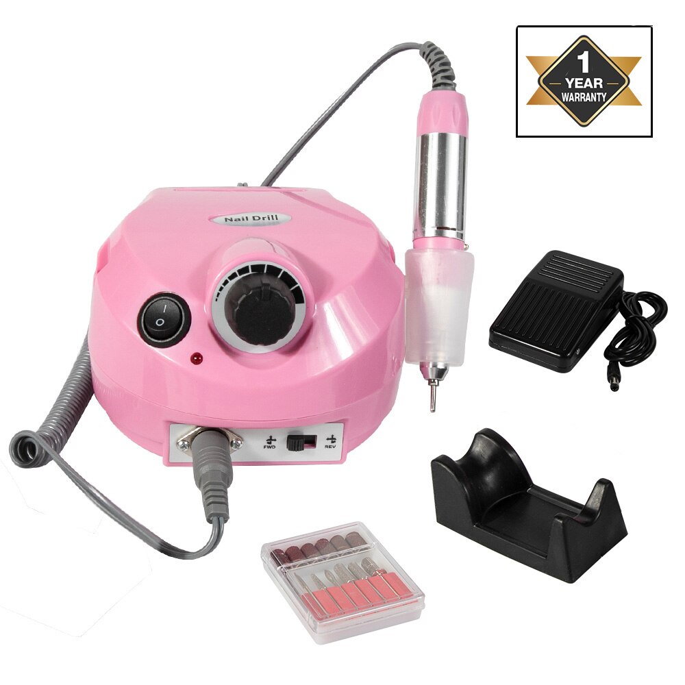 35000rpm elétrica broca do prego manicure máquina uso doméstico equipamento da arte do prego manicure 6 brocas de lixar banda acessório ferramenta do prego: Home Use Pink