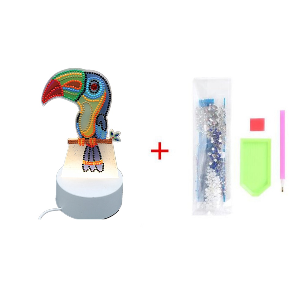 5D Diamond Painting LED Night Lamp Decorate Desk Light Cartoon Animal Jellyfish Picture Rhinestones Handmade Craft