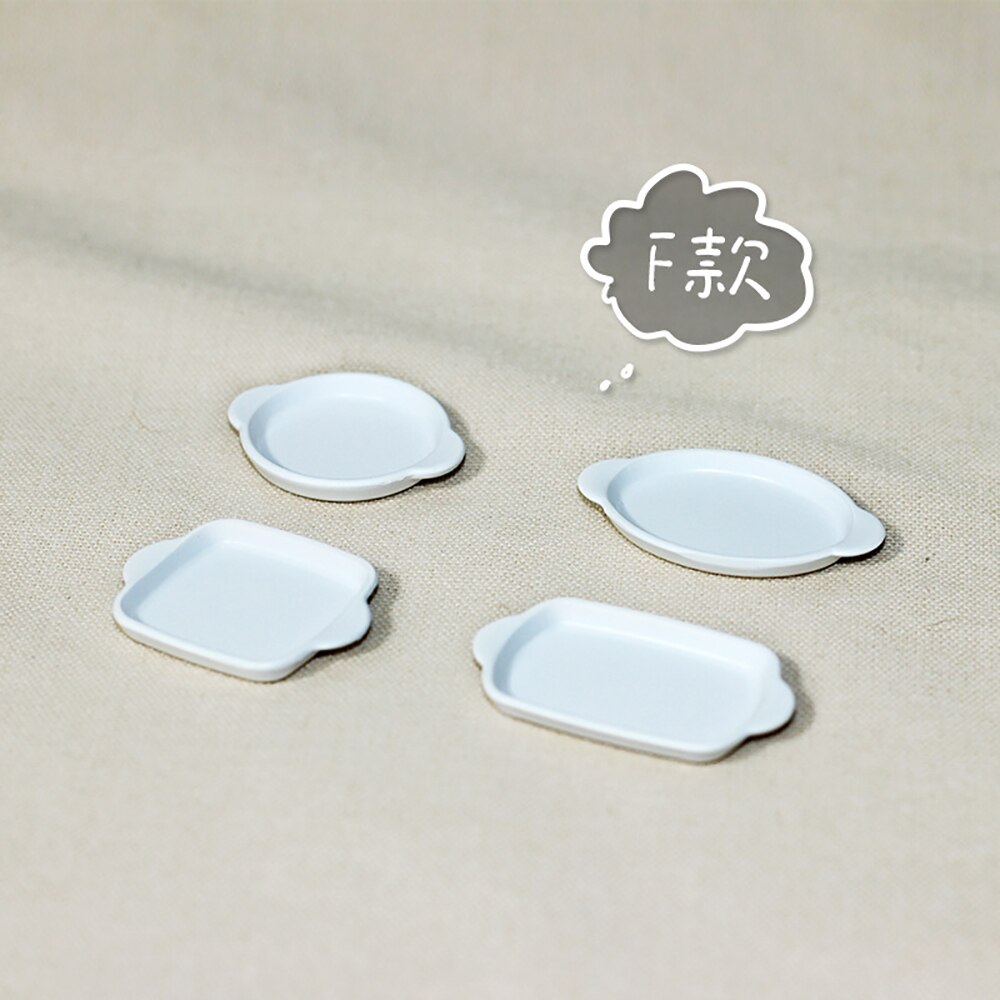 4Pcs 1/12 Dollhouse Miniature Accessories Mini Alloy Dish Model Simulation Plate Toys for Doll House Decoration: F