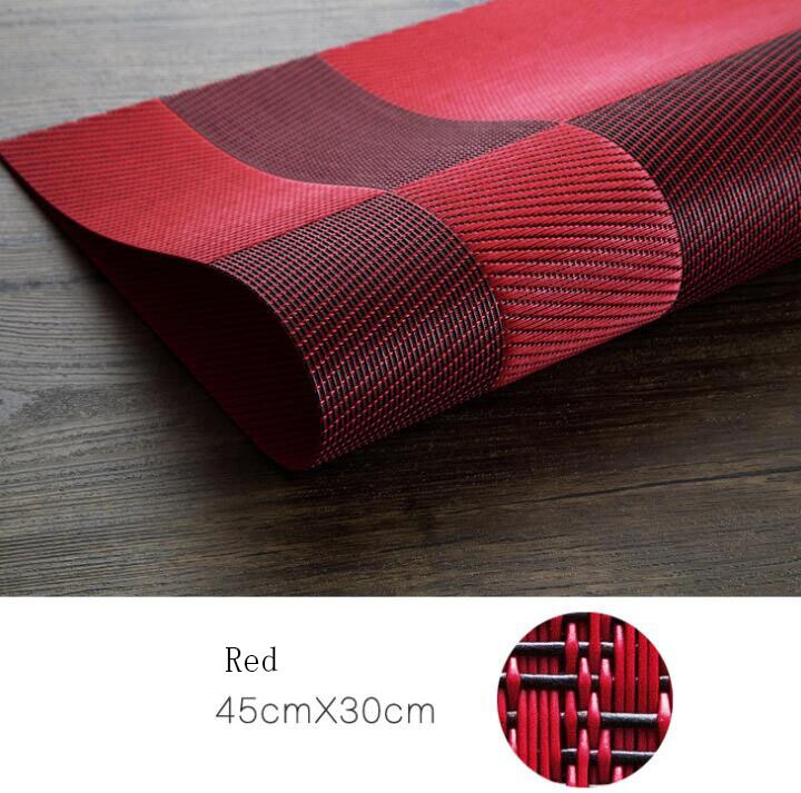 Fyjafon 4/6 Stuks Keuken Placemats Set Warmte Bescherming Pvc Tafel Mat Placemats Milieu Tafel Matten Voor Eetkamer tafel: Red / 6Pieces