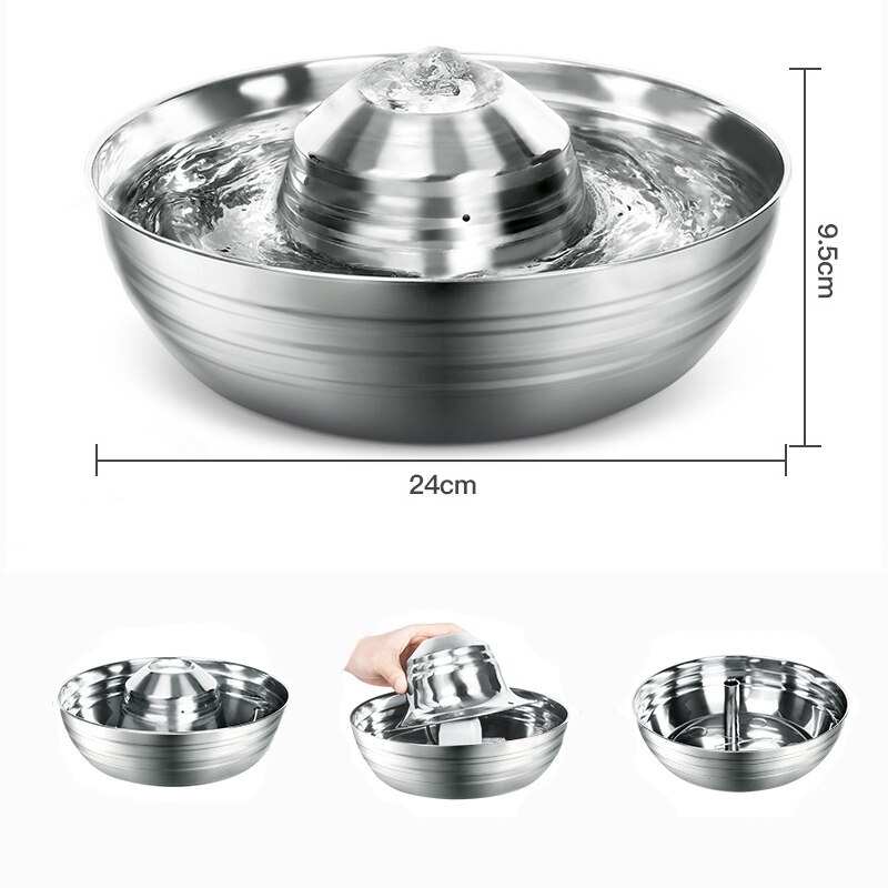 Stainless Steel Cat Fountain Filter Water Drinking Fountain Pet Cat Dog Ultra-Quiet Automatic Fountains and Filter Cats Drinker