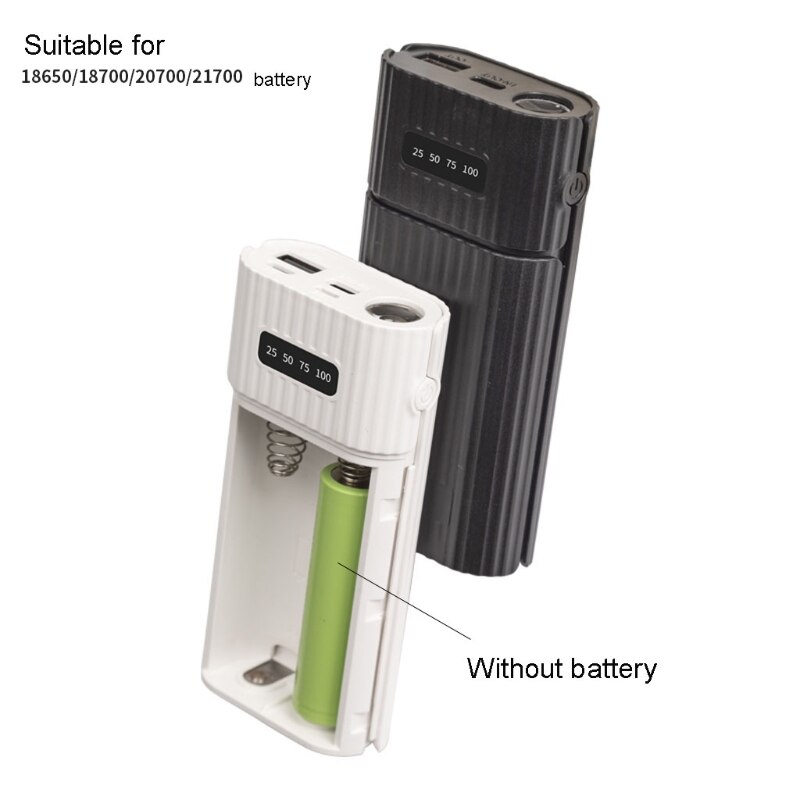 18650 21700 Batterij Power Bank Diy Case Met QC3.0 Usb + Type C Pd Output Batterij Shell Met Led zaklamp Diy Power Case