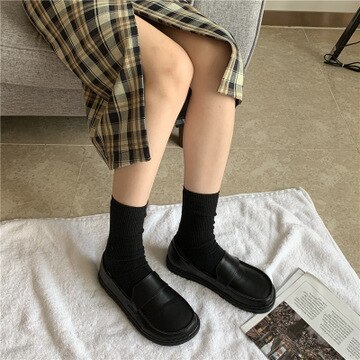 Na co dzień kobieta buty drewniaki platforma cały mecz brytyjski styl płytkie usta okrągłe Toe oksfordzie pnącza wygodne Preppy skóra