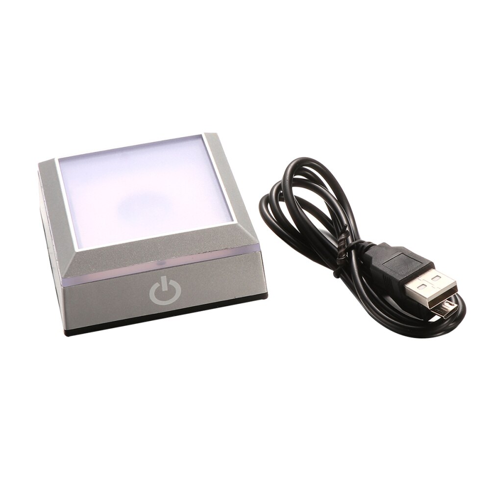 LED Light Base Display Show Stand with Sensitive Touch Switch Colorful Lights Square Crystal Stand