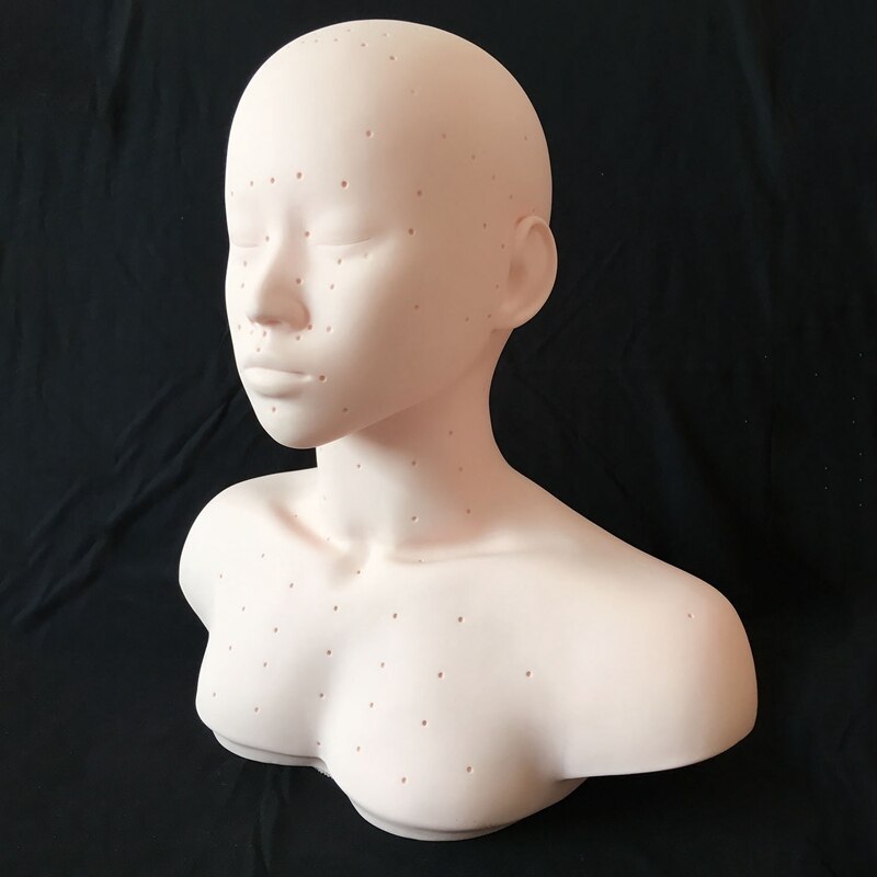 Closed Eyes Mannequin Head With Shoulder Acupoint Acupuncture Massage Makeup Eyelash Extension Practice Model Head