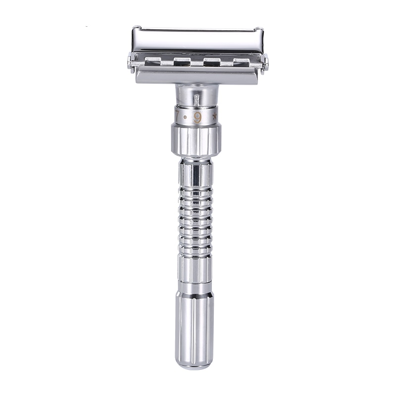 Maquinilla de afeitar de doble filo ajustable para hombre, afeitadora clásica Manual de Metal y aleación de Zinc