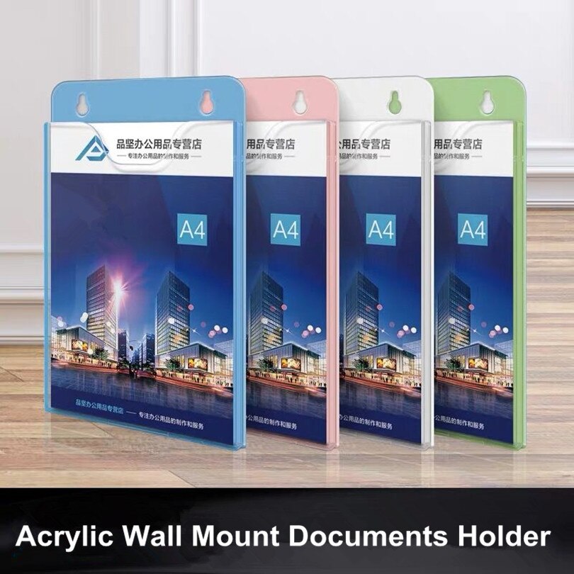 A4 Wall Mount Sign Holder Display Frame File Literature Pocket Holder Document Folder Organizer